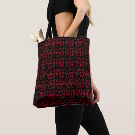 Bolsa Tote 1 Thru Ten Typography In Red On Black Pattern