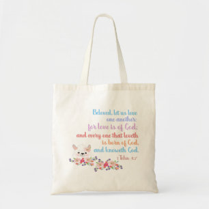 Bolsa Tote 1John4:7 Bíblia Verso
