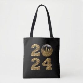 Bolsa Tote 2024-Anos novos-Ball-NYC Dourado-