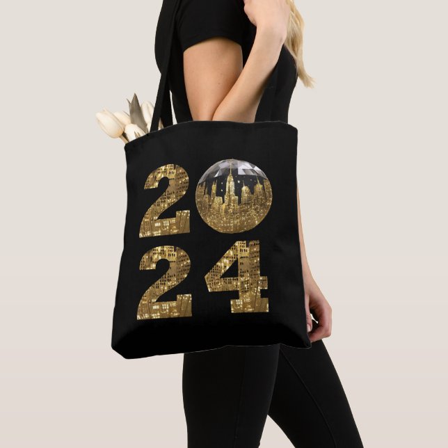 Bolsa Tote 2024-Anos novos-Ball-NYC Dourado- (Close Up)