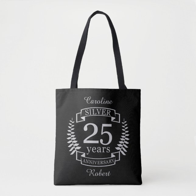 Bolsa Tote 25 anos de casamento de prata (Frente)