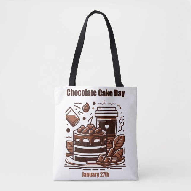 Bolsa Tote 27 de janeiro - Dia do bolo de chocolate (Frente)