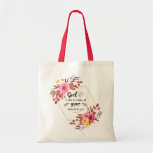 Bolsa Tote 2 Corinthians 9:8 Deus é capaz de fazer a graça cr