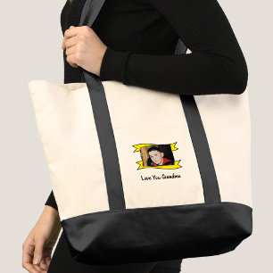 Bolsa Tote 2 fotos amo você vó amarela