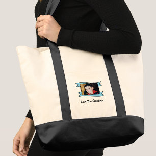 Bolsa Tote 2 fotos amo você vó azul