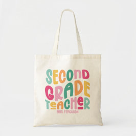 Bolsa Tote 2nd Grade Teacher Colorful Typography Design