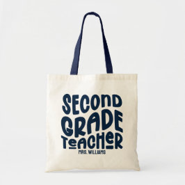 Bolsa Tote 2nd Grade Teacher Dark Blue Typography Design