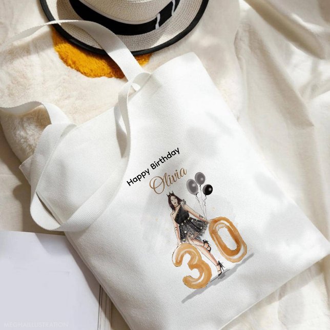 Bolsa Tote 30, aniversário de 30 anos feliz (Criador carregado)