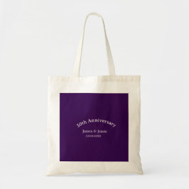 Bolsa Tote 30th wedding anniversary name date purple simple 