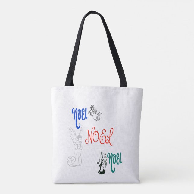 Bolsa Tote 3 Anjos Tocando Trombeta Anjo Rezando Noel (Verso)