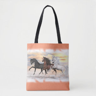 Bolsa Tote 3 cavalos toda sobre - imprima a sacola, você