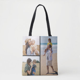 Bolsa Tote 3 Colagem De Fotos - A Cor De Fundo Pode Ser Alter