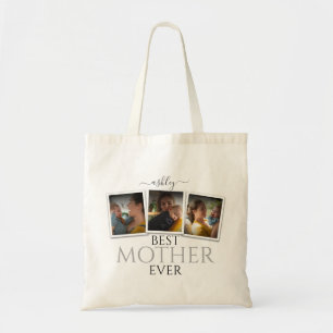 Bolsa Tote 3 Colagem de Fotos Mãe Família Dia das Mães Memorá