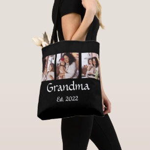 Bolsa Tote 3 Colagem de Fotos Preto Branco Avó Estabelecida