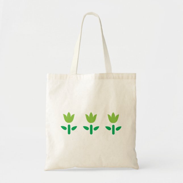 Bolsa Tote 3 Flores Verdes (Frente)