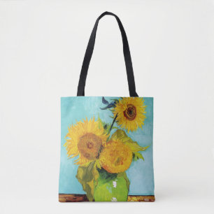 Bolsa Tote 3 Girassóis em um Vaso por Vincent Van Gogh