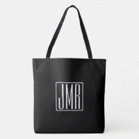3 Iniciais Monograma | Preto e branco (ou cor suja