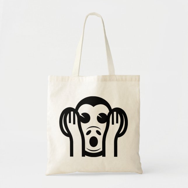 Bolsa Tote 3 Macacos Sábios Kikazaru 聞 か ざ る Ouvem NO Mau Emo (Frente)