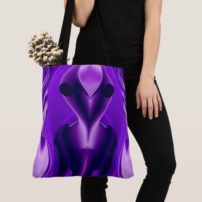 Bolsa Tote 3D Sonhos Roxos Arco-Íris, Alienígena (Close Up)