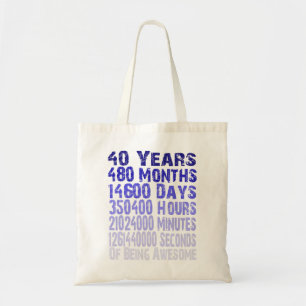 Bolsa Tote 40 anos de aniversário impressionante desde 40