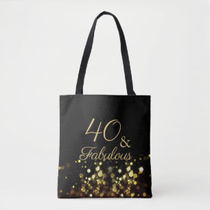 Bolsa Tote 40 e aniversário Dourado e preto fabuloso