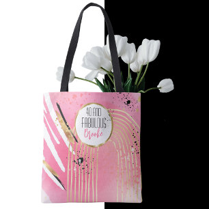 Bolsa Tote 40 e Fabuloso Abstrato cor-de-rosa preto moderno