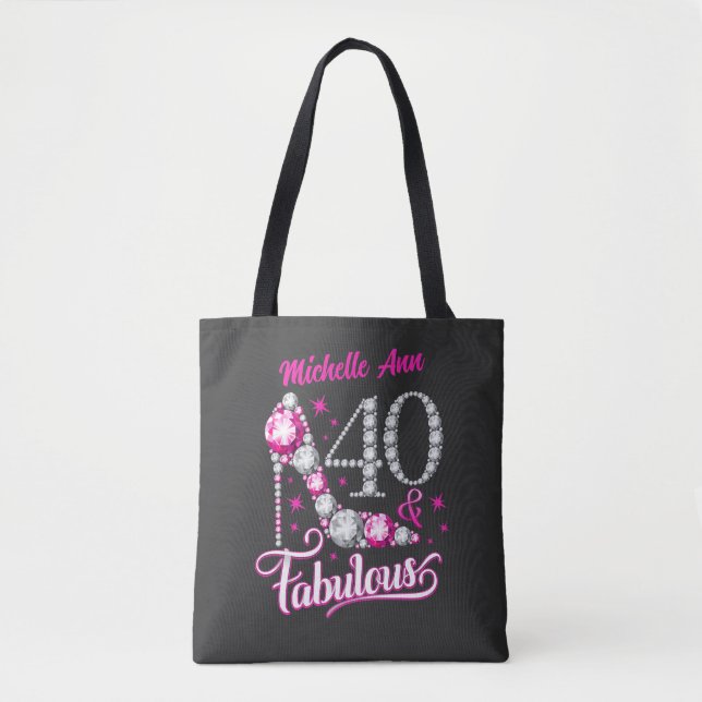 Bolsa Tote 40 e Fabuloso, aniversário de 40 anos, qualquer no (Frente)