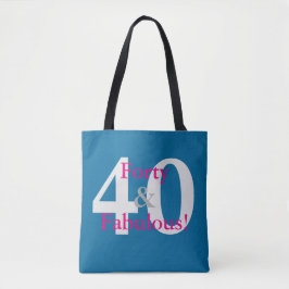 Bolsa Tote 40 e fabuloso! Azul e rosa quente personalizados d