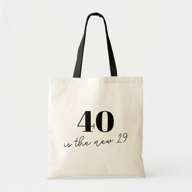 Bolsa Tote 40 é o Novo 29 Preto e Branco 40º Aniversário (Frente)