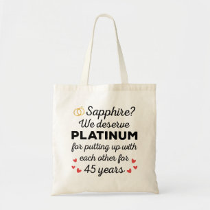 Bolsa Tote 45º aniversário de casamento I - Casal Engraçado S