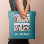 Bolsa Tote 4 Colagem de Fotografias - ESCOLHA A COR DE FUNDO<br><div class="desc">Use quatro fotos quadradas para criar um presente exclusivo e pessoal. Ou você pode ficar com o filhote hipster e fazer uma moda. Se precisar ajustar as fotos,  clique na ferramenta personalizar para fazer alterações.</div>
