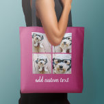 Bolsa Tote 4 Colagem de Fotografias - ESCOLHA A COR DE FUNDO<br><div class="desc">Use quatro fotos quadradas para criar um presente exclusivo e pessoal. Ou você pode ficar com o filhote hipster e fazer uma moda. Se precisar ajustar as fotos,  clique na ferramenta personalizar para fazer alterações.</div>