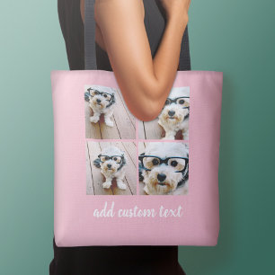 Bolsa Tote 4 Colagem de Fotos - ESCOLHA A COR DO FUNDO