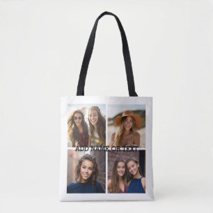 Bolsa Tote 4 Colagem de Fotos - Fundo Branco