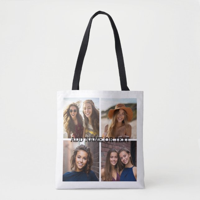Bolsa Tote 4 Colagem de Fotos - Fundo Branco (Frente)
