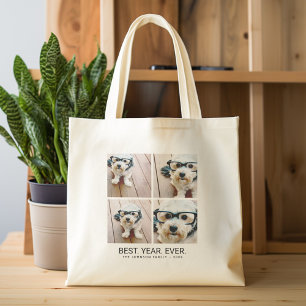 Bolsa Tote 4 Colagem de Fotos Minimalista - Melhor Ano de Sem