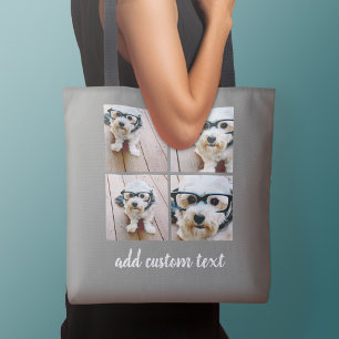 Bolsa Tote 4 Colagem de Fotos - Quadrado Moderno e Minimalist