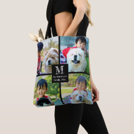 Bolsa Tote 4 Colagem Personalizada de Fotos com Monograma