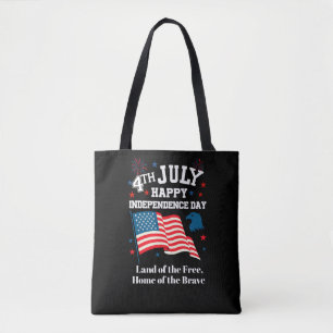 Bolsa Tote 4 de Julho Feliz Dia da Independência, Terra do fo
