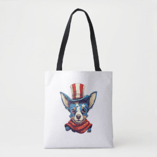 Bolsa Tote 4 De Julho Rato Patriótico Terrier Dog