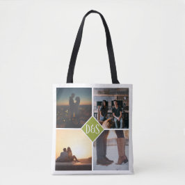 Bolsa Tote 4 Foto de Colagem Personalizada Monograma