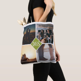 Bolsa Tote 4 Foto de Colagem Personalizada Monograma