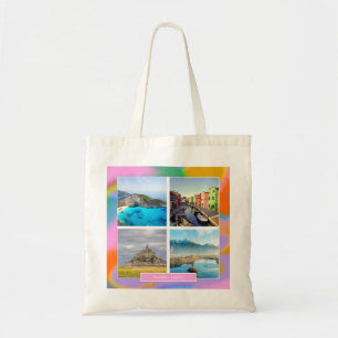Bolsa Tote 4 memórias de viagem fotográficas coloridas modern