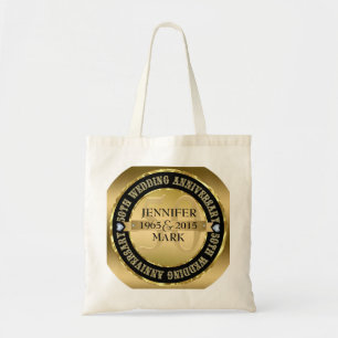 Bolsa Tote 50º Aniversário Metálico Dourado e Preto 2