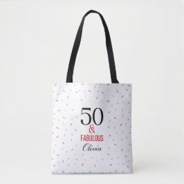 Bolsa Tote 50 e Fabulosa Confetti Colorida de Festa de aniver