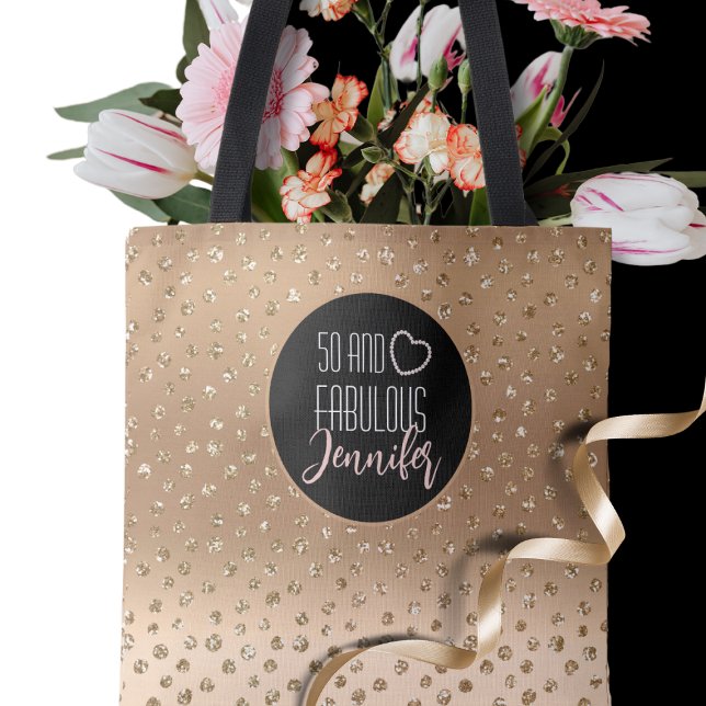 Bolsa Tote 50 e Fabulosa Glitter Sparkle Girly 50th (Criador carregado)