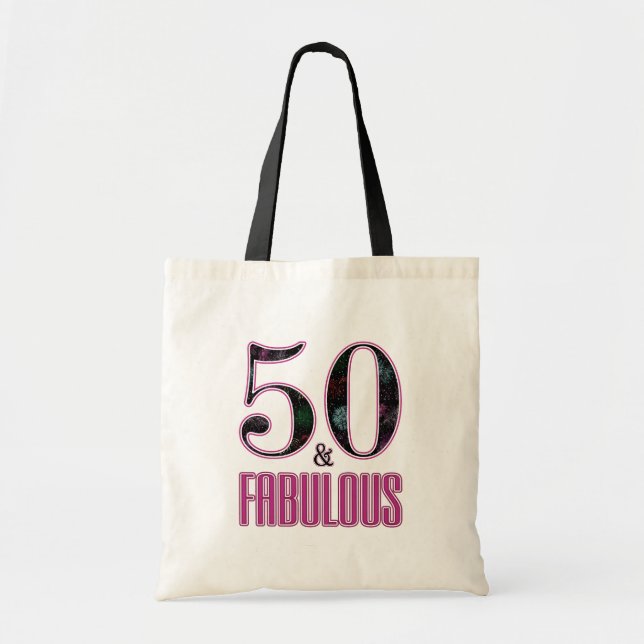 Bolsa Tote 50 e Fabulosa Tipografia Preta Rosa 50º Aniversári (Frente)