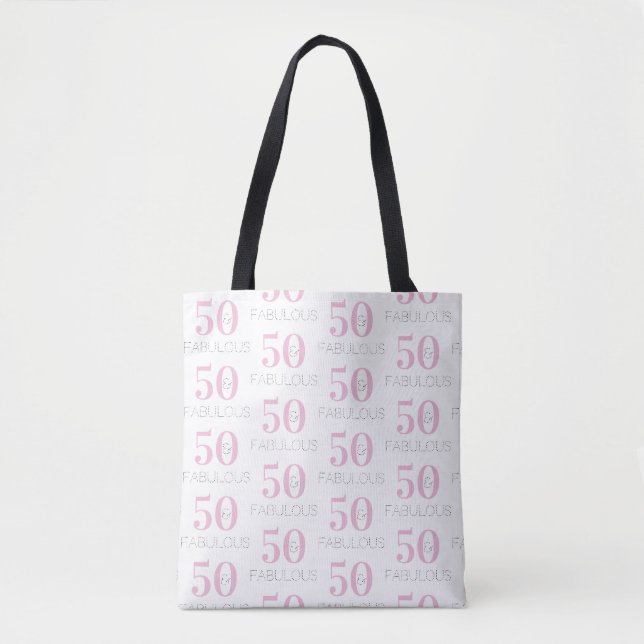 Bolsa Tote 50 e Fabuloso 50º Padrão de Aniversário (Frente)