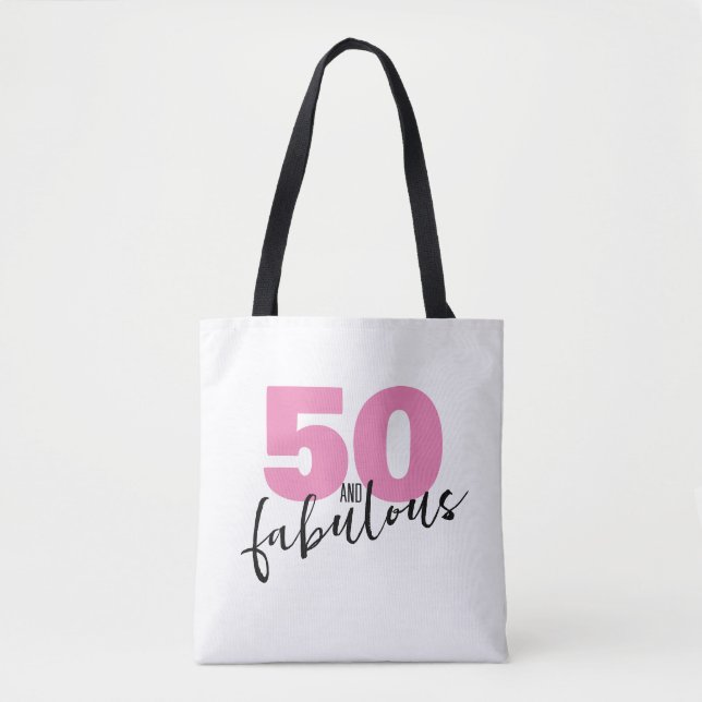 Bolsa Tote 50 e fabuloso presente 50º rosa de aniversário (Frente)