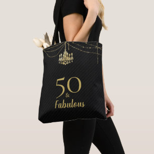 Bolsa Tote 50 Fabuloso Aniversário de 50 anos Candeeiro Doura